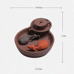 Buddha Stones Koi Fish Ox Purple Clay Ceramic Incense Stick Holder Healing Incense Burner Decoration