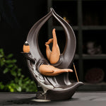 Buddha Stones Stairs Mountains Water Buddha Hand Ceramic Backflow Smoke Fountain Meditation Incense Burner Decoration