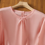 Buddha Stones Plain Lace Hem Single Breasted Button Cotton Linen Three Quarter Sleeve Women's Crew Neck Shirt