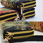 Buddha Stones Peacock Double-sided Embroidery Cash Holder Wallet Shopping Purse