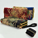 Buddha Stones Peacock Double-sided Embroidery Cash Holder Wallet Shopping Purse