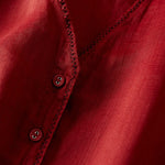 Buddha Stones Retro Plain Fake Two Pieces Button Half Sleeve Design Women's Cotton Linen Shirt
