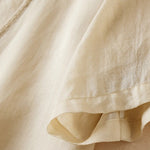 Buddha Stones Retro Plain Fake Two Pieces Button Half Sleeve Design Women's Cotton Linen Shirt