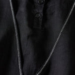 Buddha Stones Retro Plain Fake Two Pieces Button Half Sleeve Design Women's Cotton Linen Shirt
