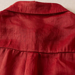 Buddha Stones Retro Plain Fake Two Pieces Button Half Sleeve Design Women's Cotton Linen Shirt