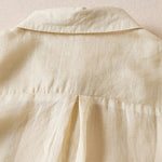 Buddha Stones Retro Plain Fake Two Pieces Button Half Sleeve Design Women's Cotton Linen Shirt