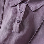 Buddha Stones Retro Plain Fake Two Pieces Button Half Sleeve Design Women's Cotton Linen Shirt