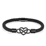 Buddha Stones Geometric Leather Titanium Steel Strengthen Buckle Bracelet