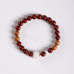 Buddha Stones Cinnabar Wood Beads Lotus Fu Character Blessing Bracelet