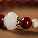 Buddha Stones Cinnabar Wood Beads Lotus Fu Character Blessing Bracelet