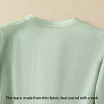 Buddha Stones Rose Floral Embroidery Button Half Sleeve Women's Cotton Shirt
