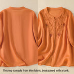 Buddha Stones Rose Floral Embroidery Button Half Sleeve Women's Cotton Shirt