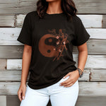 Buddha Stones Yin Yang Bamboo Cherry Blossom Pattern Tee T-shirt