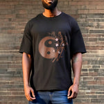 Buddha Stones Yin Yang Bamboo Cherry Blossom Pattern Tee T-shirt
