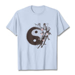 Buddha Stones Yin Yang Bamboo Cherry Blossom Pattern Tee T-shirt