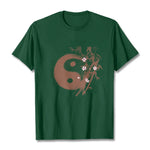 Buddha Stones Yin Yang Bamboo Cherry Blossom Pattern Tee T-shirt
