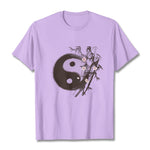 Buddha Stones Yin Yang Bamboo Cherry Blossom Pattern Tee T-shirt