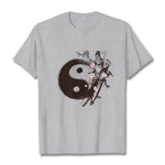 Buddha Stones Yin Yang Bamboo Cherry Blossom Pattern Tee T-shirt