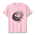 Buddha Stones Yin Yang Bamboo Cherry Blossom Pattern Tee T-shirt