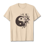 Buddha Stones Yin Yang Bamboo Cherry Blossom Pattern Tee T-shirt