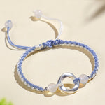 Buddha Stones 925 Sterling Silver Mobius White Agate Bead Braided String Protection Bracelet