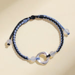 Buddha Stones 925 Sterling Silver Mobius White Agate Bead Braided String Protection Bracelet