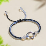 Buddha Stones 925 Sterling Silver Mobius White Agate Bead Braided String Protection Bracelet