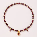 Buddha Stones Natural 4mm Garnet Copper Gold Plated Calm Anklet