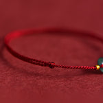 Buddha Stones Peace Buckle Copper Coins Jade Red String Connection Bracelet Anklet