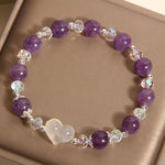 Buddha Stones Heart Amethyst White Agate Balance Bracelet