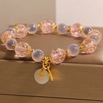 Buddha Stones Fu Character Peace Buckle Liuli Candy Agate Healing Bracelet