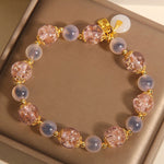 Buddha Stones Fu Character Peace Buckle Liuli Candy Agate Healing Bracelet