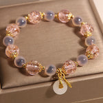 Buddha Stones Fu Character Peace Buckle Liuli Candy Agate Healing Bracelet