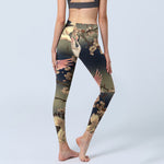 Buddha Stones White Crane White Blossoming Branch Print Gym Leggings Women's Yoga Pants