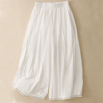 Buddha Stones Casual Hem Hollow Design Women's Cotton 7-8 Length Wide Leg Pants With Pockets