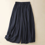Buddha Stones Casual Hem Hollow Design Women's Cotton 7-8 Length Wide Leg Pants With Pockets