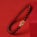 Buddha Stones Gourd Pearl Cinnabar Blessing Beads Bracelet
