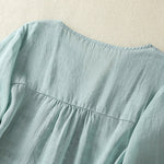 Buddha Stones Embroidered Lace Casual Women's Cotton Linen Half Sleeve T-shirt