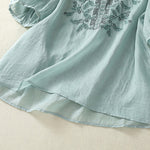 Buddha Stones Embroidered Lace Casual Women's Cotton Linen Half Sleeve T-shirt