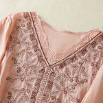 Buddha Stones Embroidered Lace Casual Women's Cotton Linen Half Sleeve T-shirt