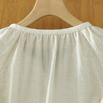Buddha Stones White Plain Button Three Quarter Sleeve Women's Shirt