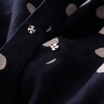 Buddha Stones Polka Dot V-Neck Lace-up Women's Midi Dress With Pockets