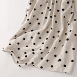 Buddha Stones Polka Dot V-Neck Lace-up Women's Midi Dress With Pockets