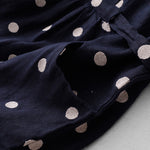 Buddha Stones Polka Dot V-Neck Lace-up Women's Midi Dress With Pockets