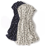Buddha Stones Polka Dot V-Neck Lace-up Women's Midi Dress With Pockets