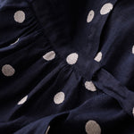 Buddha Stones Polka Dot V-Neck Lace-up Women's Midi Dress With Pockets