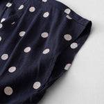 Buddha Stones Polka Dot V-Neck Lace-up Women's Midi Dress With Pockets