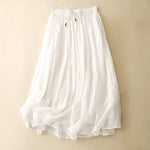 Buddha Stones Summer Solid Color Elastic Waist Drawstring Women's Skirt