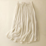 Buddha Stones Summer Solid Color Elastic Waist Drawstring Women's Skirt