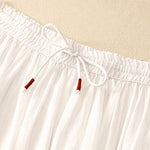 Buddha Stones Summer Solid Color Elastic Waist Drawstring Women's Skirt